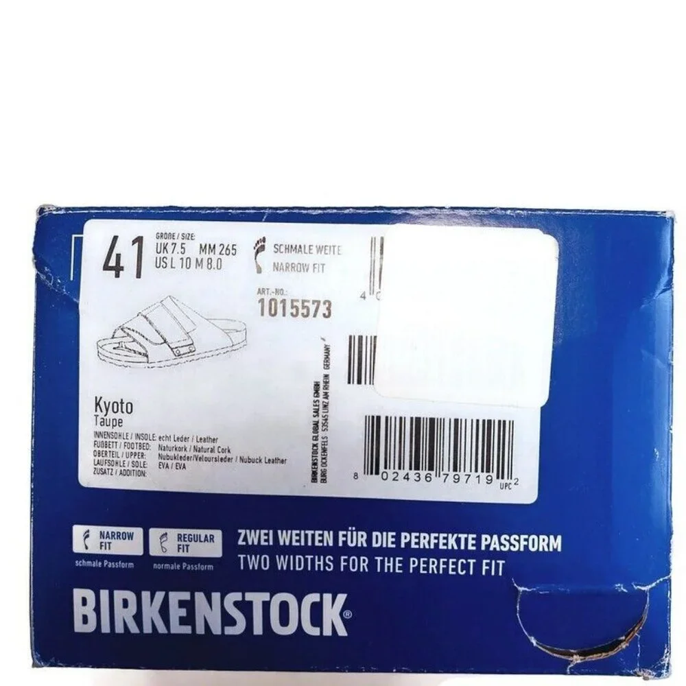 Birkenstock Kyoto Nubuck Suede Leather Sandals Womens 10 Mens 8 Taupe - Picture 9 of 10